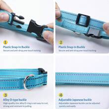1Pc Personalised Dog Collars,Reflective Nylon Collar Customised With Name And Phone Number,4 Adjustable Sizes For Small Medium Large Dogs, Custom Pink,Red,Green,Blue,Black Dog Collar Personalised - Blue - View 4