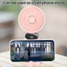 Portable Handheld Mini Fan, 1200mAh Battery Operated Fan With LED Display, Handheld/Neck/Desk 3 In 1 Personal Small Fan, 90° Foldable Desk Fan With Base, 5 Speed Lash Fan Makeup Fan For Women