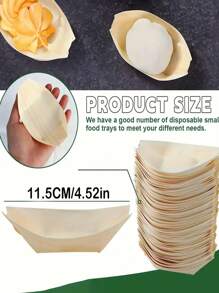 50 件米色木制寿司船托盘，竹制餐具托盘，船形开胃菜盘，适用于香肠、薯条、寿司、餐饮和家庭使用