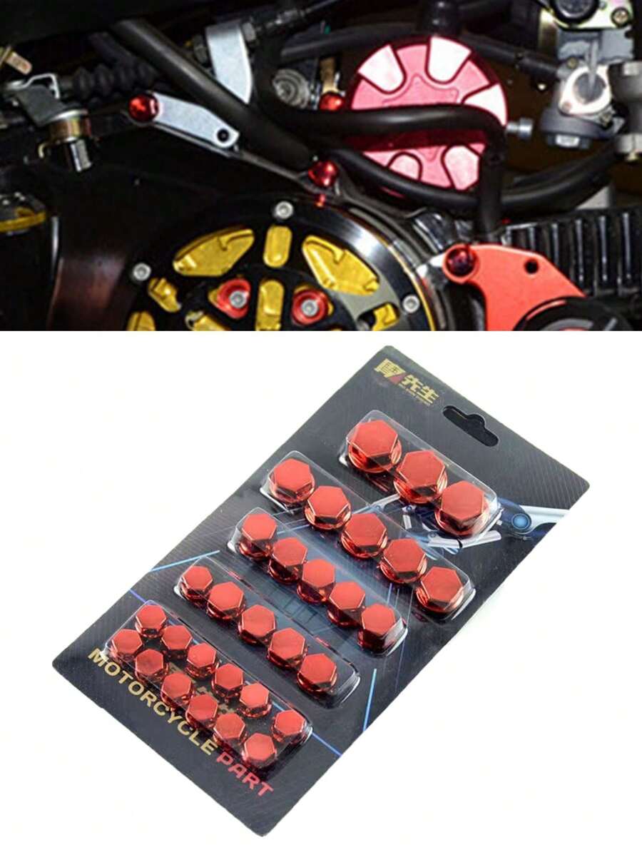 30pcs Red Motorcycle Modification Screw Cap Decoration Car Accessories - Red - View 1