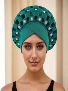 1pc New Muslim Hat Adjustable Multi-Layer Turban Cap For Wedding Party, African Style - Multicolor - View 6