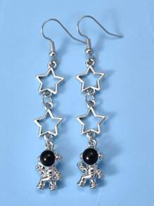 1 Pair Fashion Multicolor Star, Moon & Astronaut Drop Earrings, Suitable For Valentine'S Day, Couples & Friends, Daily Wear For Women