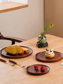 1 pieza Bandeja de madera, disponible en tamaños grande/mediano/pequeño, adecuada para uso doméstico como plato de fruta, plato de aperitivos, accesorio decorativo de escritorio, bandeja doméstica práctica y funcional - Multicolor - Ver 2