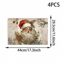 1/4/6 件圣诞主题桌旗，复古圣诞老人和雪人设计，圣诞节假期家居和餐桌装饰，餐具垫，家居装饰，圣诞装饰，派对用品 - 多圖案 - 查看 13