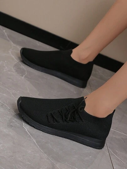 女士针织透气运动鞋 - 时尚荷叶边设计跑步训练鞋 - 轻便舒适，适合户外健身房