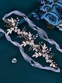 1pc Women's Handmade Luxury Crystal Bridal Waist Belt For Evening Dress/Gown, Style SH278 - Gold - View 9