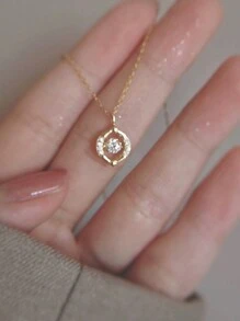 S925 纯银 14K 镀金镂空心形项链，适合女士，优雅简约设计，礼物之选