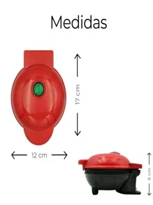 Waflera Mini Doble Plancha Antiadherente 350 Watts - Rojo - Ver 4