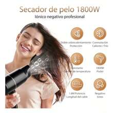 Sejoy Secador de Pelo, Secadora de Cabello Profesional de 1800W - Tipo de Enchufe A USA (110-127V) - Ver 5
