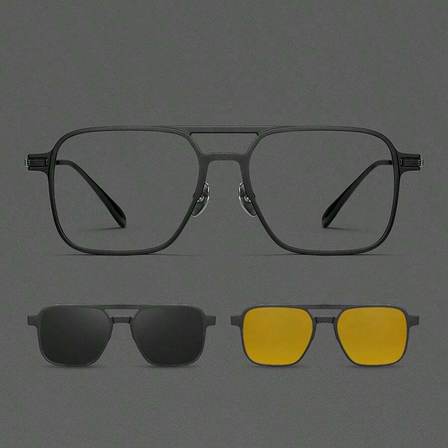 UltraLight Pure Titanium 3In1 Detachable Eyeglasses For Men