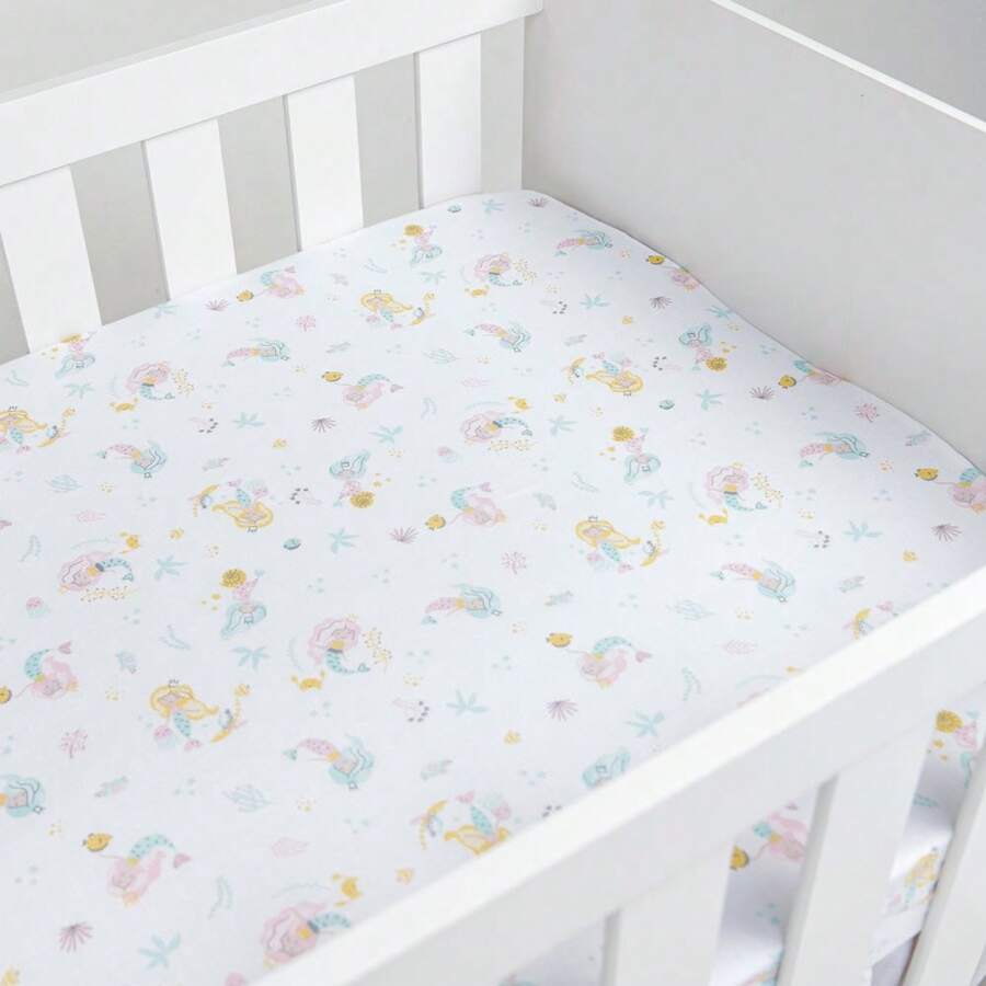 Papi Elastic American Cotton Mermaid Crib Sheet - 淺粉色 - 查看 1