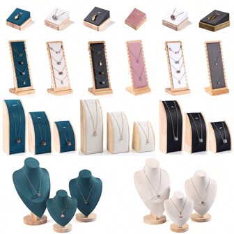 1 件项链展示架木质人体模型胸围吊坠手链首饰收纳架珠宝架收纳柜柜台展示柜