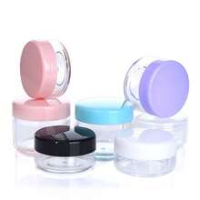 2 件装化妆品罐小号空可再填充塑料容器眼影化妆品面霜罐珠宝盒 - 彩色 - 查看 5