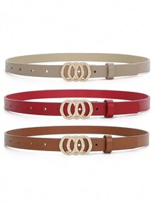 Pettata 3 件套女士腰带，适合牛仔裤连衣裙 O 型金扣细腰带，0.98 英寸宽时尚女士细腰带 - 款式1 - 查看 19