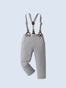 BOARNSEORL 3 件套男婴绅士西装套装：长袖衬衫、背心和裤子，时尚正式服装，适合生日派对、婚礼、宴会、洗礼 - 灰色 - 查看 5