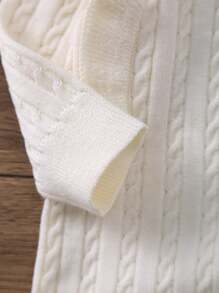 Newborn Ruffled Long Sleeve Knitted Romper - Baby Pink - View 5