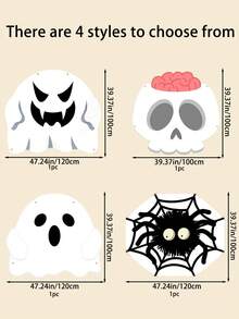 1 件恐怖万圣节外星人惊悚卡通幽灵蜘蛛背景、汽车后备箱节日装饰横幅、门廊横幅标志、闹鬼之夜氛围营造器、主题派对、摄影道具、房间/墙壁/家居/卧室装饰 - 彩色 - 查看 2