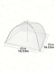 1 pieza Cubierta de comida de malla de encaje, carpa plegable anti polvo para comida, cubierta de comida decorativa reutilizable y plegable para mesa, redes para alimentos, utensilios de cocina - Blanco - Ver 2