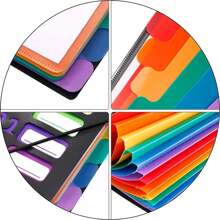 24 Pockets Expandable Folder,File Manager,Letter Size,Holds 240 Sheets,Plastic Rainbow Lined,Colorful Folders,Designed For Home,Office,School Test Papers Contract Organize,Back To School,School Supplies