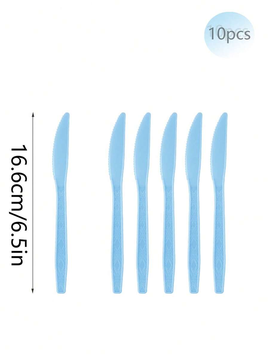 10pcs Light Blue Party Supply Set Including Paper Plates, Cups, Napkins