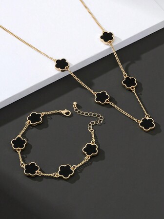 1 pieza Set de collar con colgante de trébol de la suerte y pulsera de estilo de negocios de moda para hombres, regalo de San Valentín