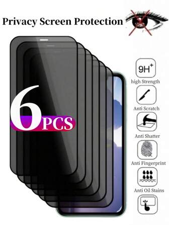 6 st. integritetsskydd helskärm härdat glasskydd kompatibelt med iPhone silkscreen anti-kikskärm helskärm telefonskyddsfilm kompatibel med iPhone 17/17Air/17Pro/17ProMax/15/15Plus/15Pro/15Promax/14/14Pro/14ProMax/14Plus/13/13Pro/13ProMax/12/12Pro/12ProMax/11/11ProMax/11Pro/X/XS/XSMAX