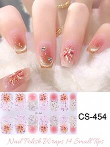 Dải nghệ thuật móng tay, Miếng dán sơn móng tay bọc toàn bộ tự dính với thiết kế pháo hoa ngọn lửa lễ hội, dễ dàng sử dụng và gỡ bỏ (Không cần chữa trị) - Lâu trôi và - Trang trí nghệ thuật móng tay tự làm bằng sequin - Hồng - Xem 1