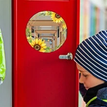 Magnetic Acrylic Mirror, Decorative Refrigerator Magnet Mirrors For School Lockers - Sunflowe B - View 5