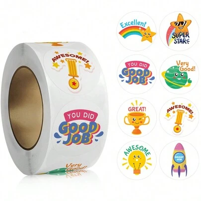 500pcs/Roll Cartoon Animals Stickers, Reward Stickers, Stationery Stickers, Gift Decoration Labels Back To School