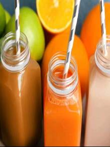 1 pieza/5 piezas Botellas de plástico para jugo con tapas, 8 oz 12 oz (250 ml, 350 ml), recipientes para jugo con tapas para refrigerador, botellas reutilizables para hacer jugos, botellas para batidos, botellas de plástico vacías para jugo, recipientes para bebidas con tapas, botellas de plástico vacías para leche y batidos, botellas de agua, para exteriores, camping - transparente - Ver 4