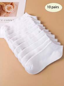 10Pairs Solid No Show Socks Women Minimalist Ankle Socks Casual Short Socks For Women, Seasonal