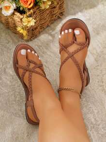 planare 女士夏季休闲波西米亚风平底凉鞋 - 棕色 - 查看 3