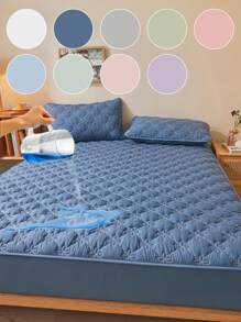 1入組防蟎防菌防水透氣床單,適用於臥室、客房和宿舍,可機洗,防塵床罩,採用柔軟透氣面料製成,防水床罩 - 藍色 - 查看 1