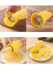 1 件装不锈钢玉米剥皮器不锈钢玉米粒去除器，塑料蔬菜削皮器，方便备餐的厨房小工具，高效玉米棒剥皮器，家庭厨房工具 - 彩色 - 查看 3