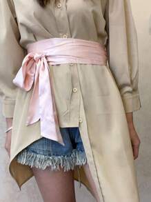 Women's Wide Satin Belt, For Wedding Gown, Bow Tie Back Closure Halloween Valentine's Day Valentines Summer, School - Multicolor - View 7