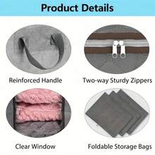 3 包大容量衣物和棉被收纳袋，带观察窗 - 耐用，带手柄，节省衣柜和卧室整理空间 - 彩色 - 查看 6