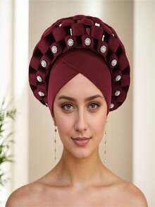 1pc New Muslim Hat Adjustable Multi-Layer Turban Cap For Wedding Party, African Style - Multicolor - View 13