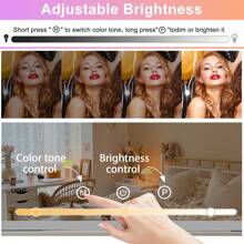 Vanity Mirror With Lights Lighted Makeup Mirror With 17 Dimmable LED Bulbs, Adjustable Brightness,Touch Screen,Tabletop And Hanging Universal - 80 x 60cm (17 LED) - View 7