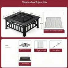 Premium Large Square BBQ Grill & Fire Pit - 2-In-1 Outdoor Heating And Grilling For Christmas Gatherings, Garden Parties, Campfire Tea Making With Foldable Design - Luxury Patio Warming Table