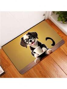 1 pièce Tapis d'entrée simple et moderne à motif mignon de chien de dessin animé, tapis absorbant et antidérapant pour l'entrée, le couloir et la cuisine