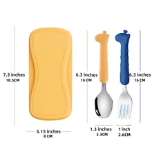 1 Set Kids 304 Stainless Steel Portable Cartoon Spoon & Fork Cutlery Set, Suitable For Home And Outdoor Use, Can Be Put In Backpack, Diaper Bag, Dishwasher , Great Gift - View 3