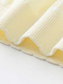 mini bala Girls' Summer Cute Cartoon Agaric Laces Knit T-Shirt - White - View 8