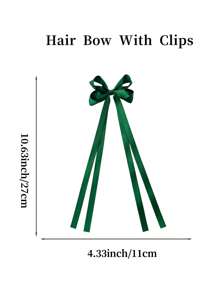 2 pezzi Accessori per capelli alla moda da 4,5 pollici, fiocco con nappe, fermagli per capelli a fiocco per ragazze, adatti per vacanze, feste, scuola e altre occasioni - Verde Scuro - Visualizzare 4