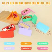 6pcs Silicone Lunch Box Dividers, Bento Lunch Box Containers With Lid, Food Safe Salad Dressing Container, Reusable Snack & Condiment Containers, Home Decoration, Christmas Gifts, Home Gifts, Room Decoration - Color Mixing - View 3