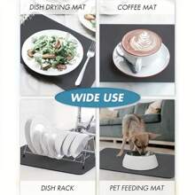 1 PC  Versatile  Marble Print Quick-Dry Mat With Non-Slip RubberBacking -  Washing Machine DustCover, Coffee Maker & Utensil Drying