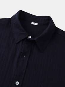 Camisa de manga corta a rayas de un solo color para hombre de verano