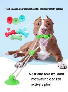 1 Set Pet Dog Toys Anti-Boredom Toys, Chewing Teeth Cleaning Toys, Durable Pull Rope Suction Cup Toys, Pet Supplies