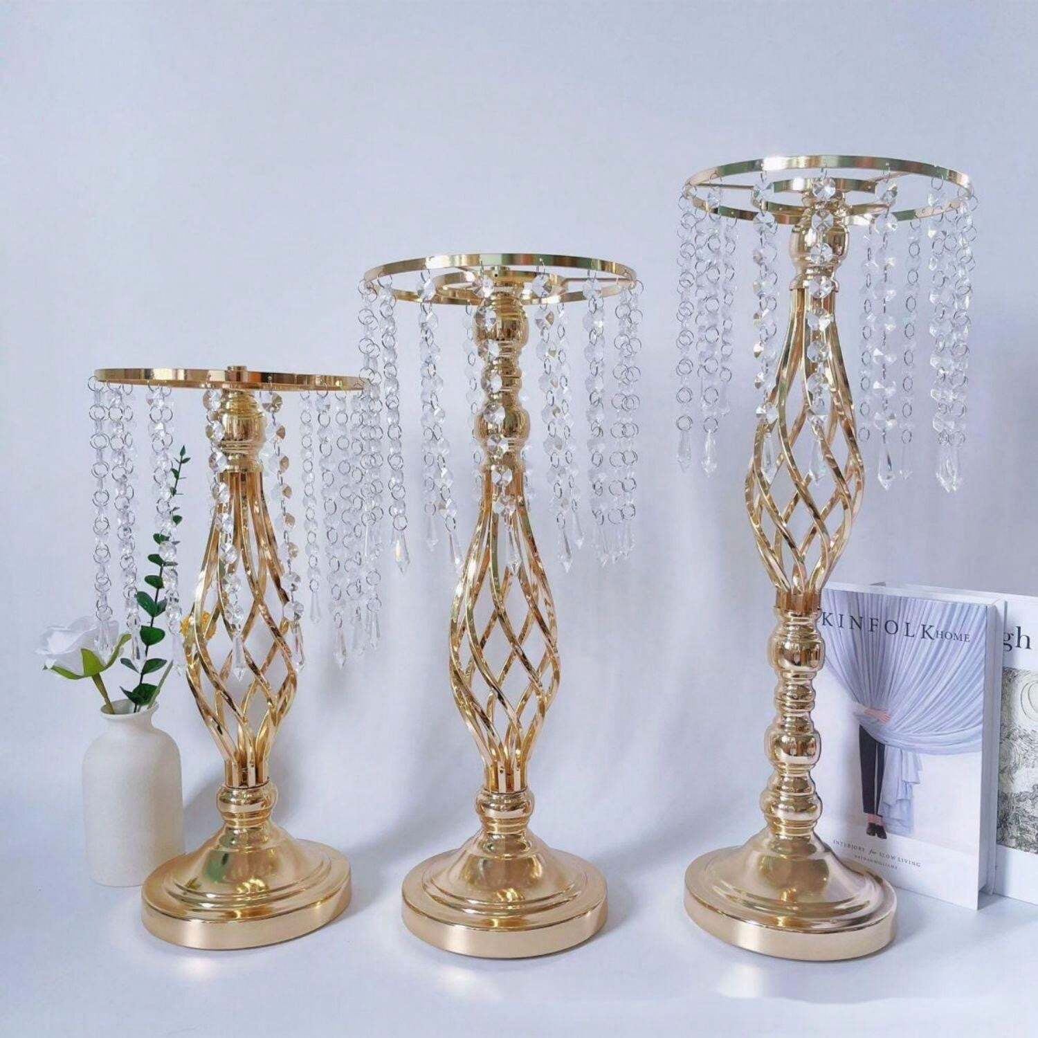 Golden Branch Center Piece Wedding Decor, Crystal Flower Stand Vase ...