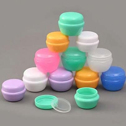 2 件 5/10/20/30 克塑料彩色蘑菇小容器面霜罐化妆品包装可填充瓶旅行盒，便携式配件收纳