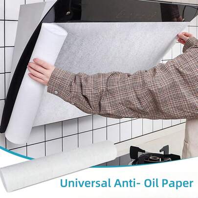 5m/10m (Per Roll) 24pcs/Set Kitchen Cooktop Vent Filter Paper, High Quality Non-Woven Fabric Oil Smoke Filter Paper With Adhesive Gasket And Anti-Oil Stickers, Foldable And Space-Saving